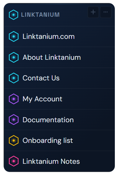 A link panel card, showing its title bar and the links grouped inside it.